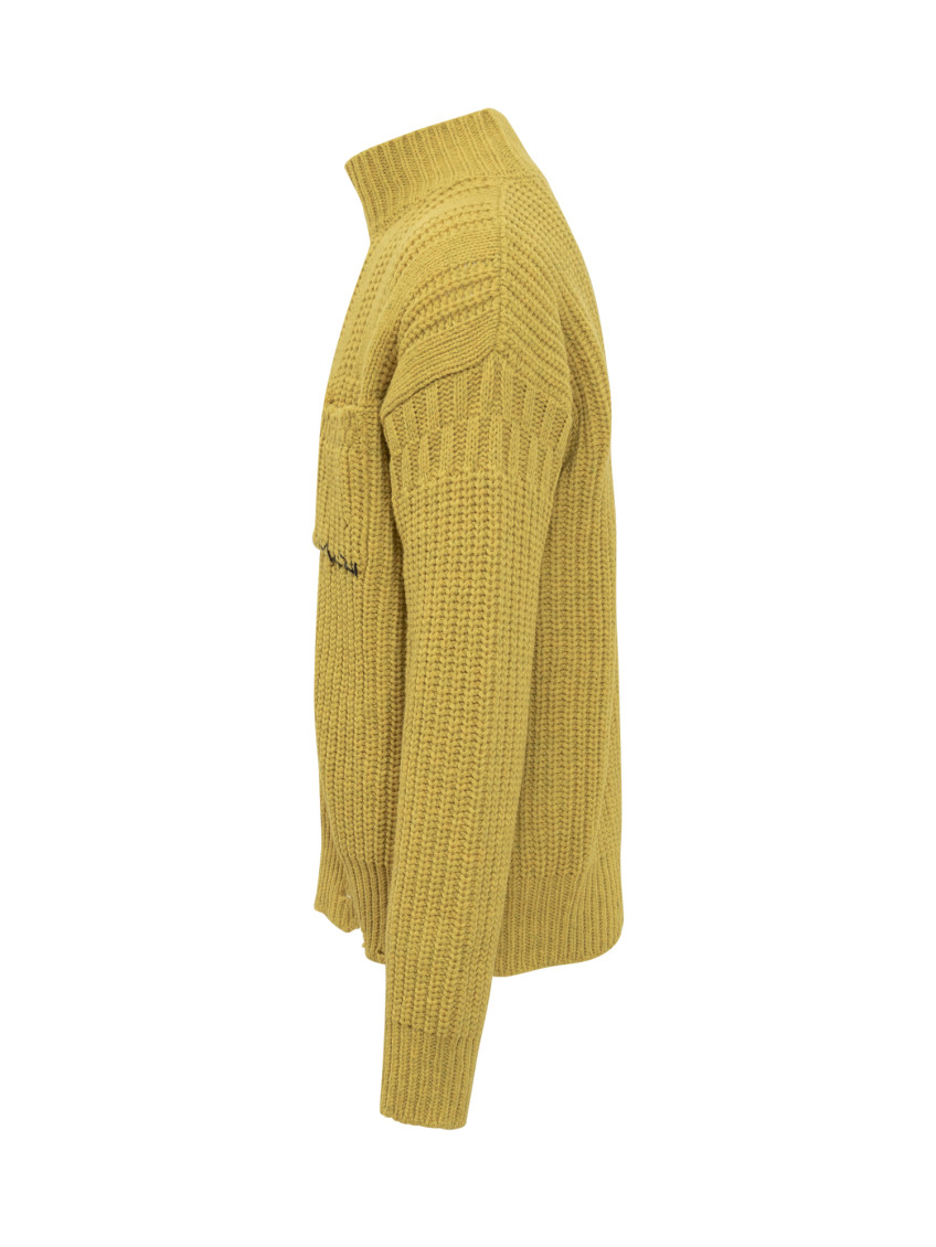 Mustard Virgin Wool Turtleneck Sweater