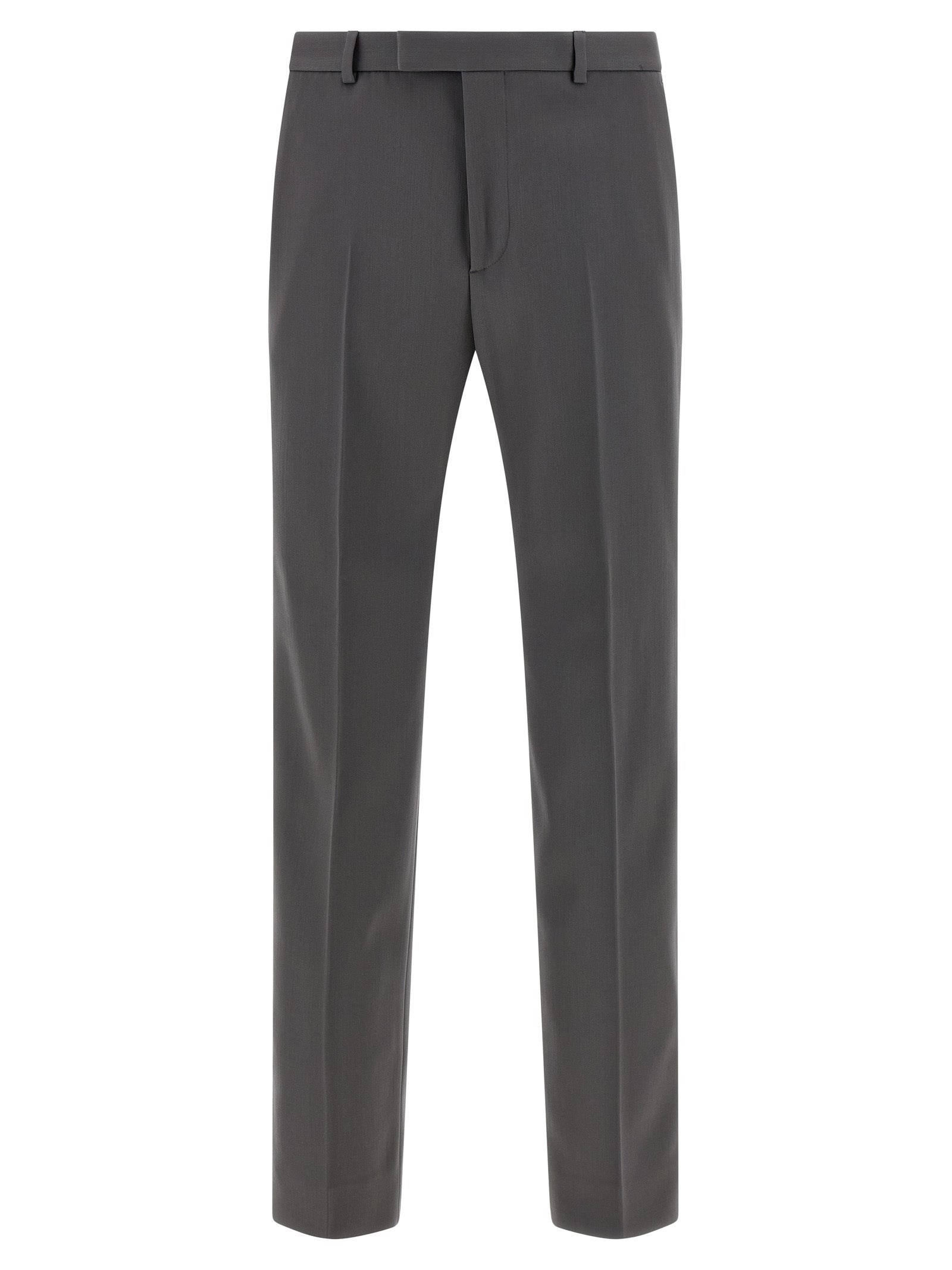 Wool Satin Trousers — Gray