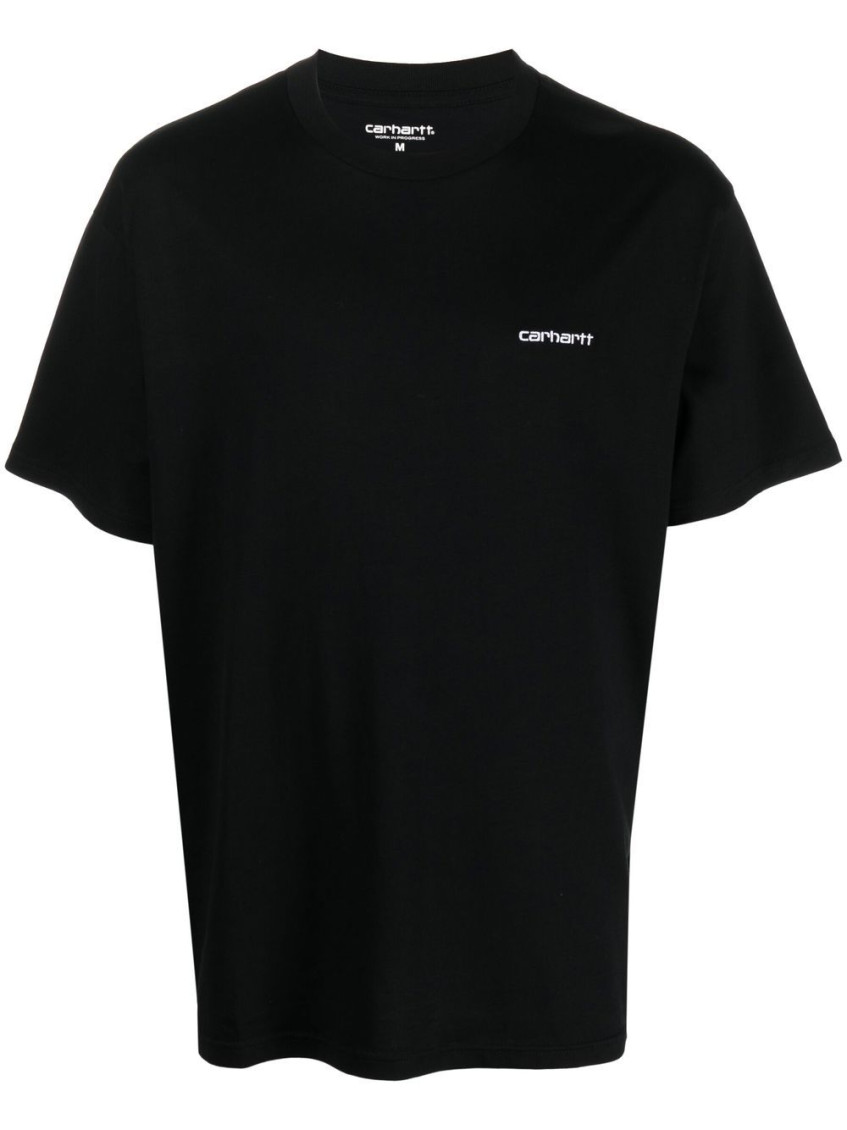 -T-shirt in cotone con logo ricamato-Uomo