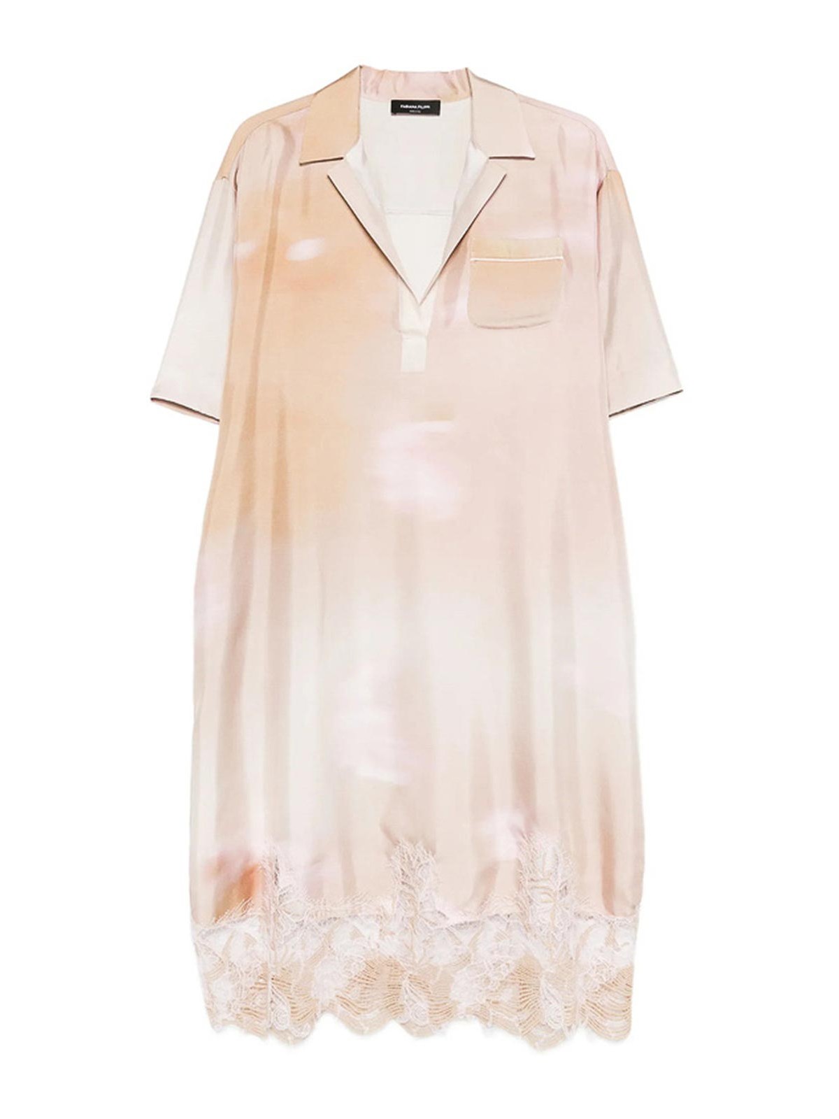 Lace-trim Chest-pocket Midi Dress