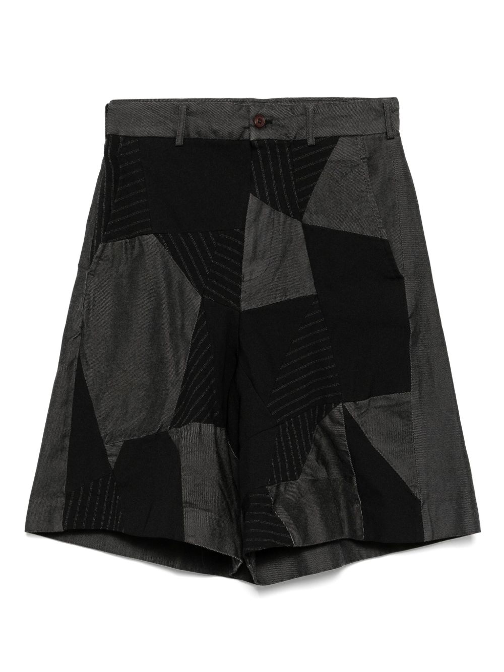 Black Comme Des Garçons Gabardine patchwork shorts