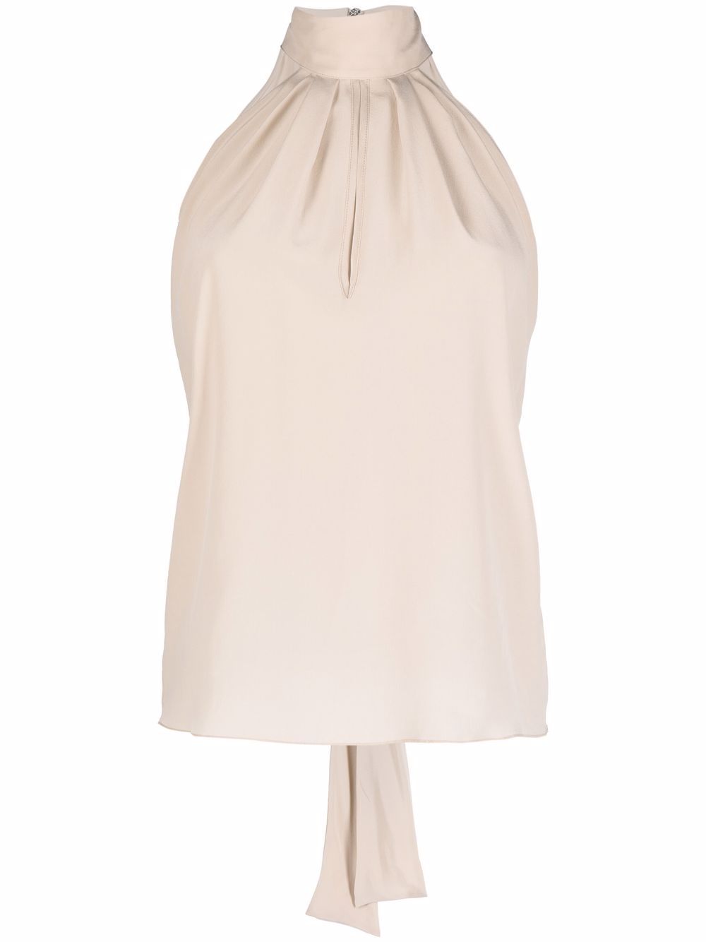 High-neck chiffon top - Neutrals