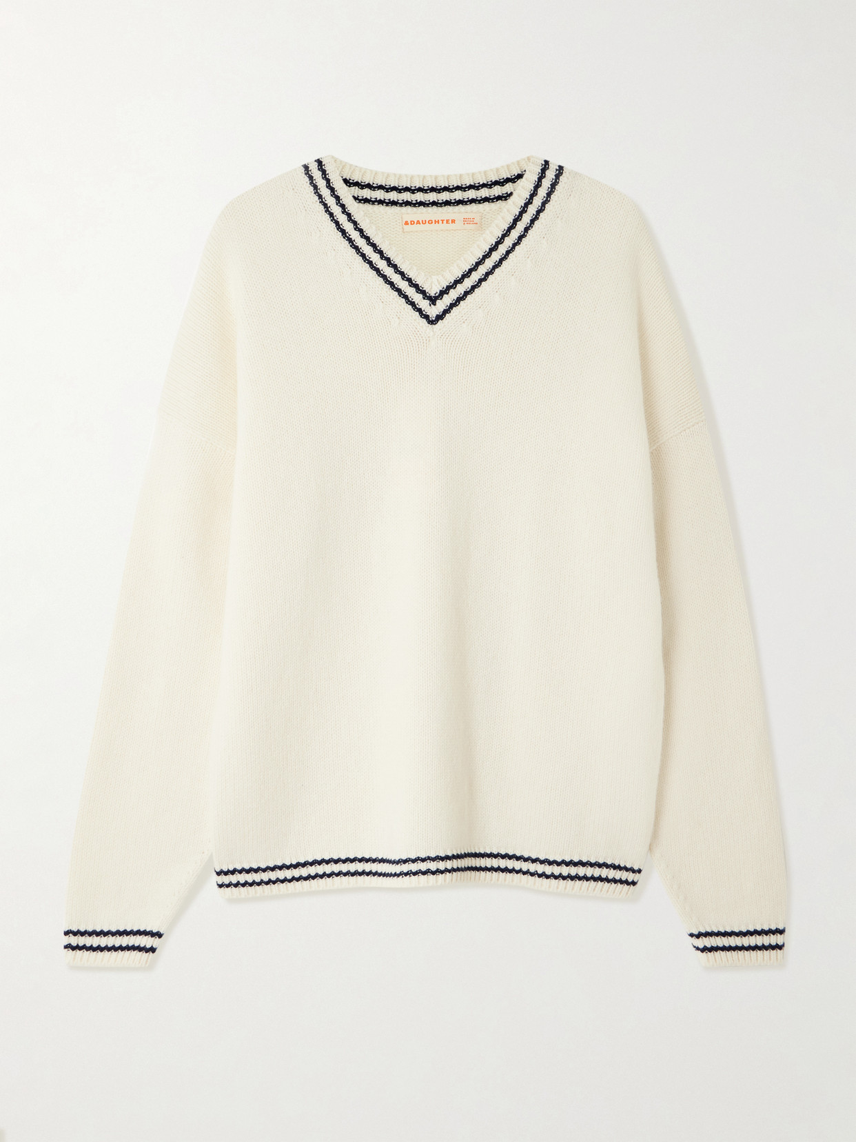 &Balla Slouch Striped Wool Sweater - Cream