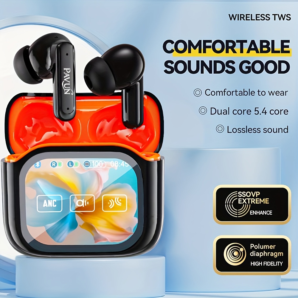 TEMU Pavun Ai Translator Headset With Real-time Translation In 156 Languages, Wireless Wireless 5.4, Noise Cancellation, Smart Lcd Screen & Touch