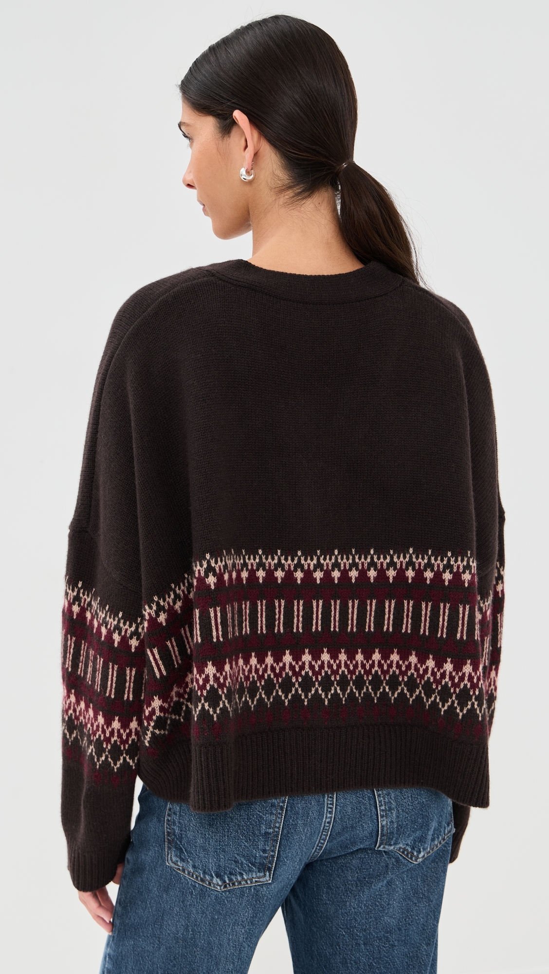 Elliot Boxy Cropped Fair Isle Cashmere Cardigan Oaktree