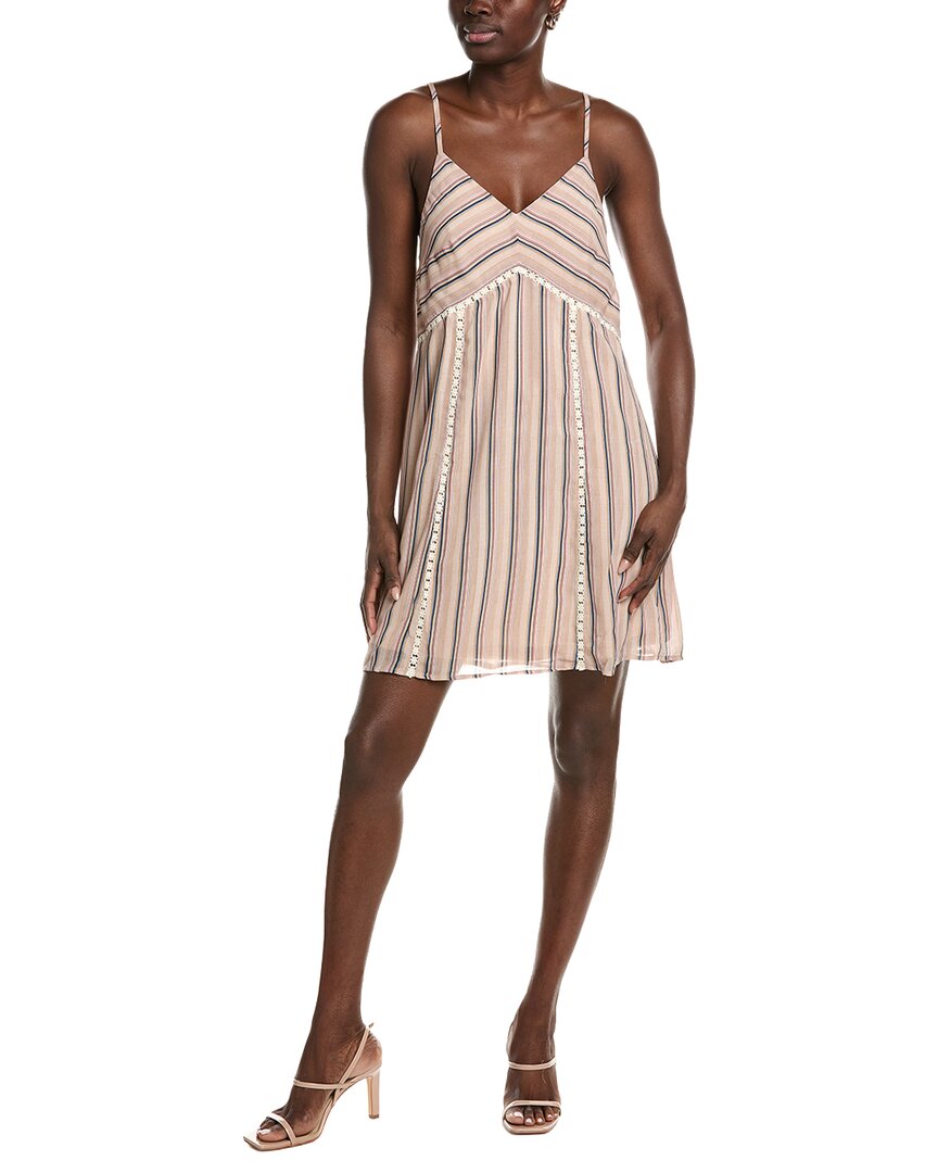 Lace Trim Stripe V-Neck Dress
