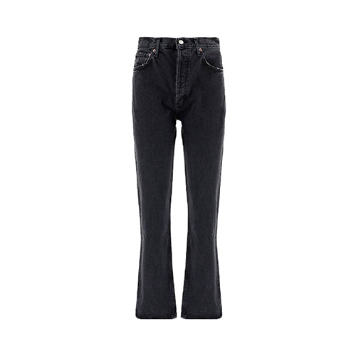 90's Pinch Waist High Rise Straight Leg Jeans in Black Tea