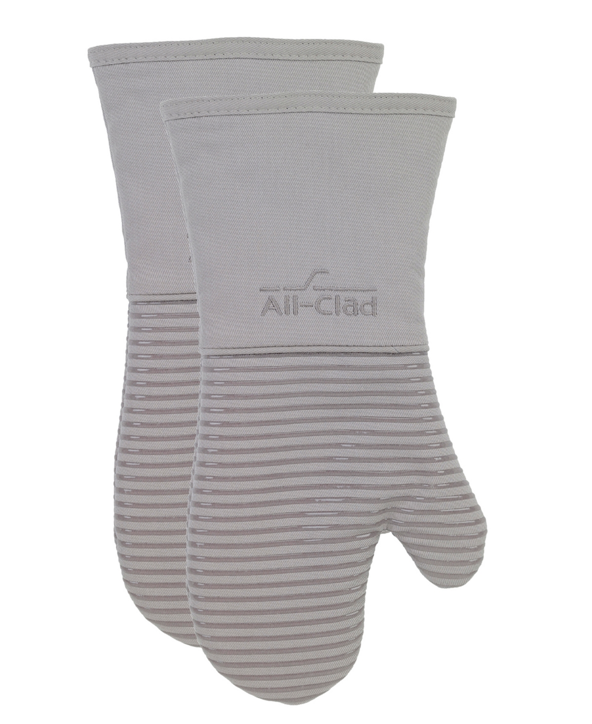 Ribbed Silicone Cotton Twill Oven Mitt, Set of 2 - Titanium