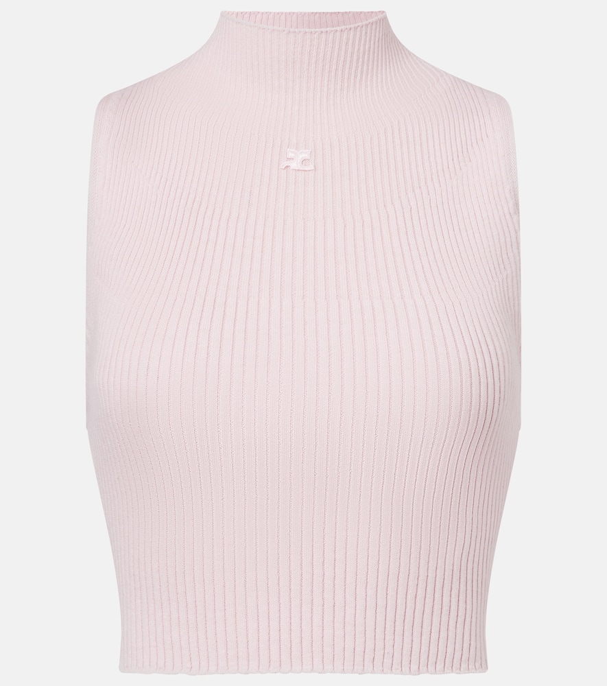 Courrèges Ribbed cotton and wool tank top