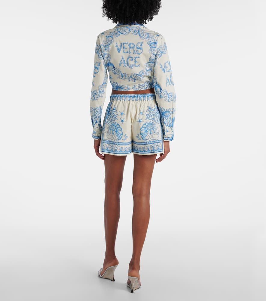 Underwater Barocco cotton poplin shorts