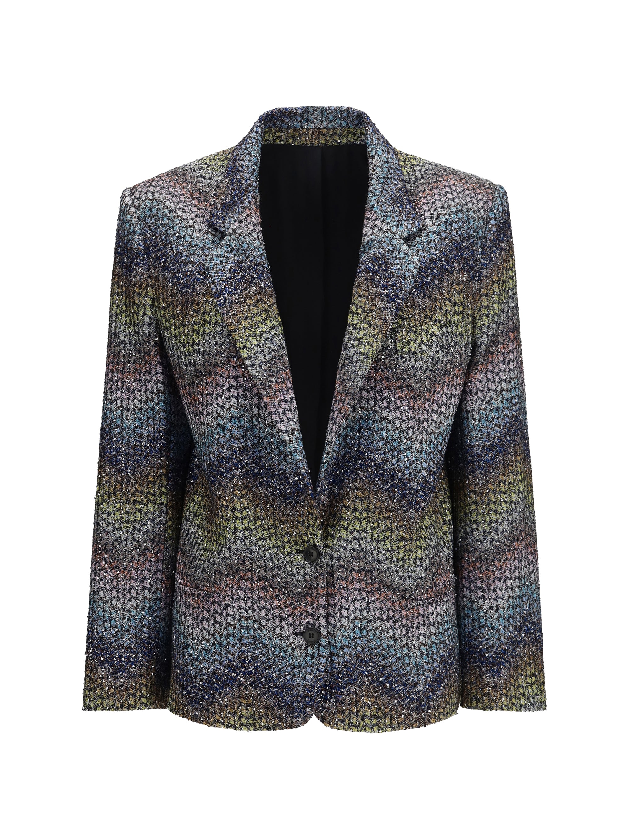 Sequin-Embellished Lamé Blazer — Multicolor