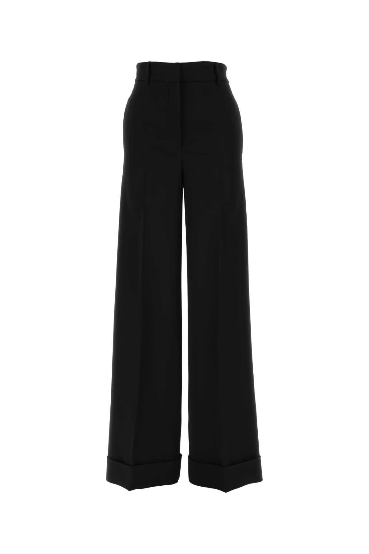 Crepe Wide-Leg Trousers — Black