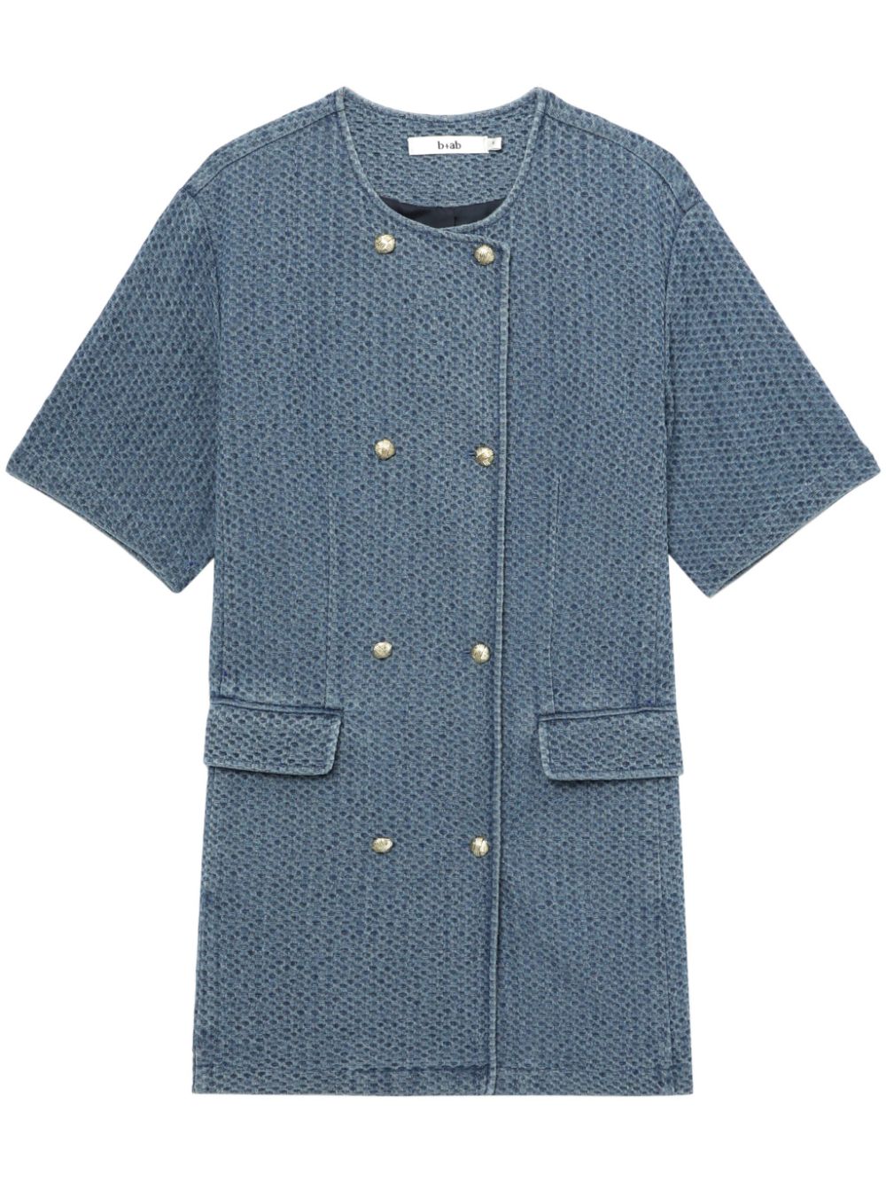 Double-breasted textured denim mini dress - Blue