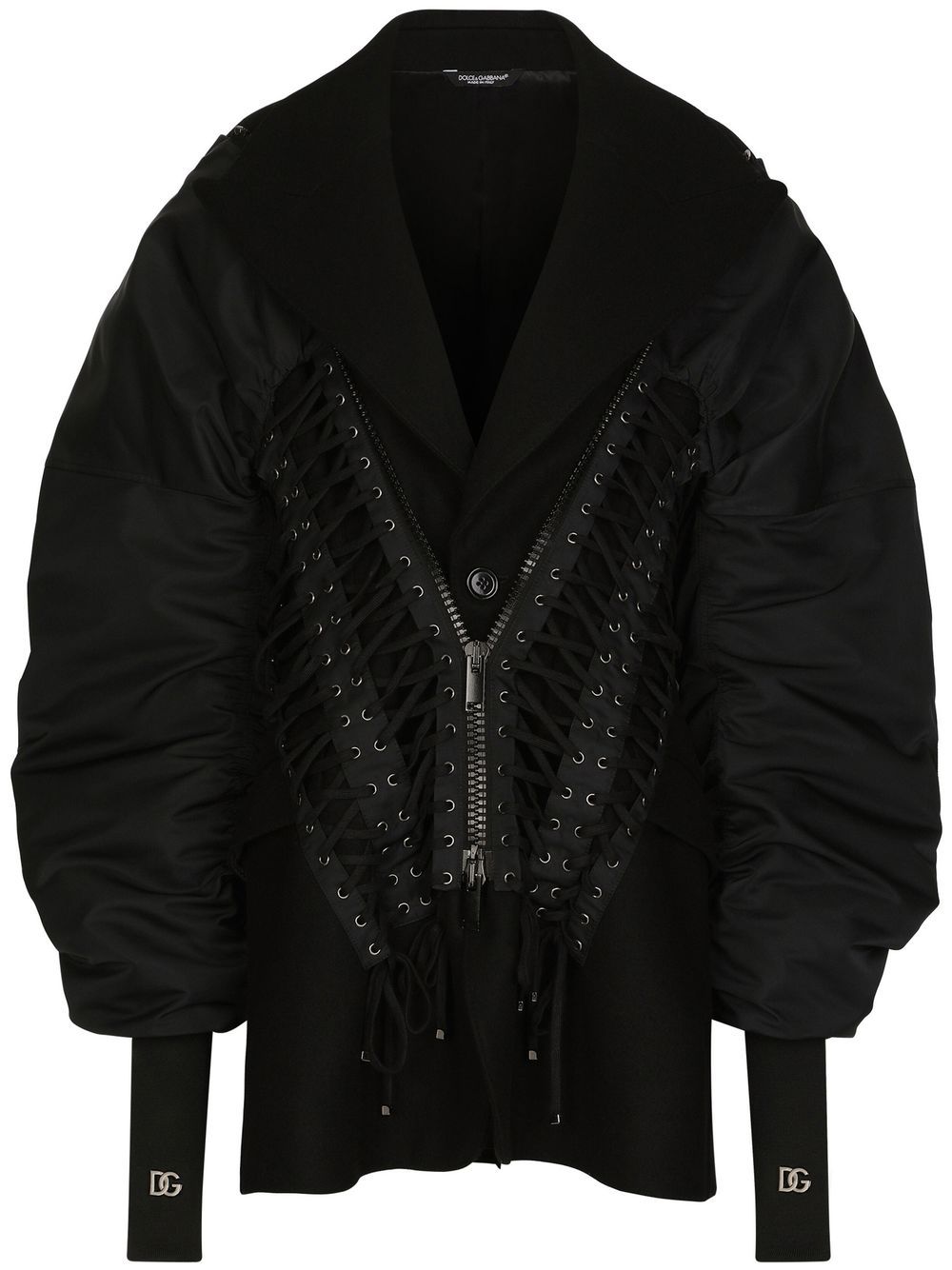 Lace-up detailed bomber jacket - Black