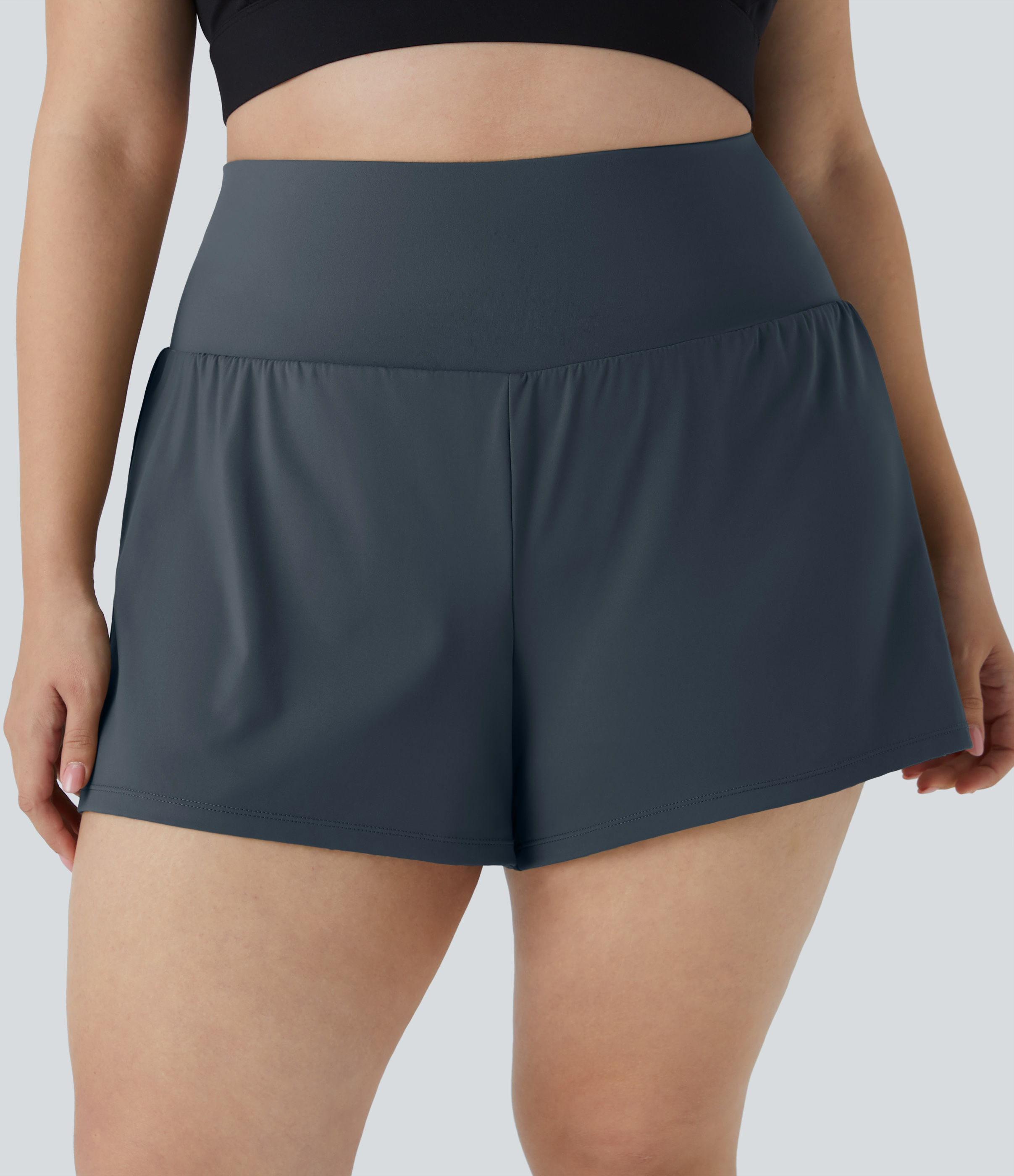 Pocket Plus Pocket 2-in-1 Gym Plus Size Shorts 2.5'' Gym Short - Mood Indigo