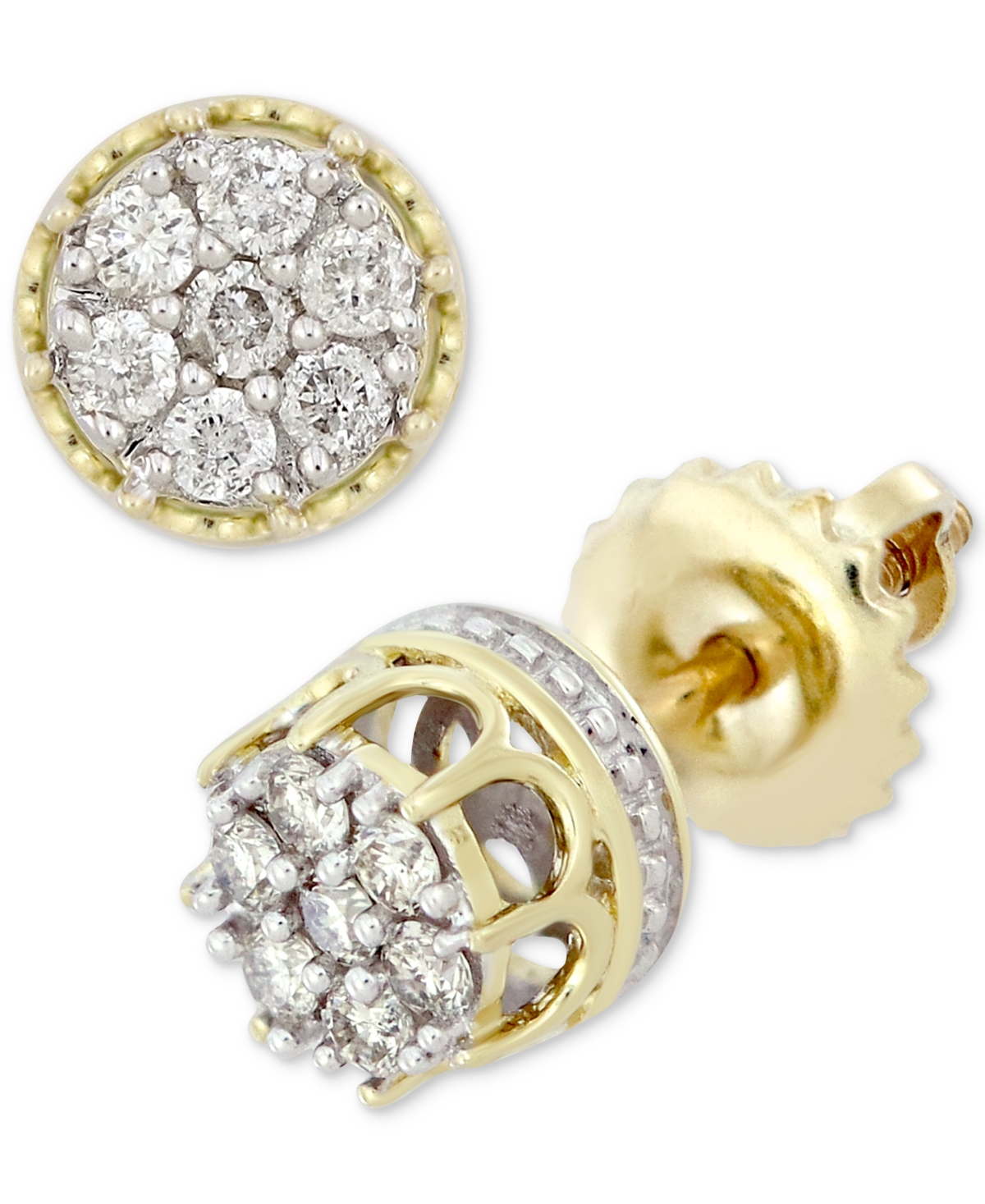 Men's Diamond Cluster Stud Earrings (1/6 ct. t.w.) in 10k Gold - Gold