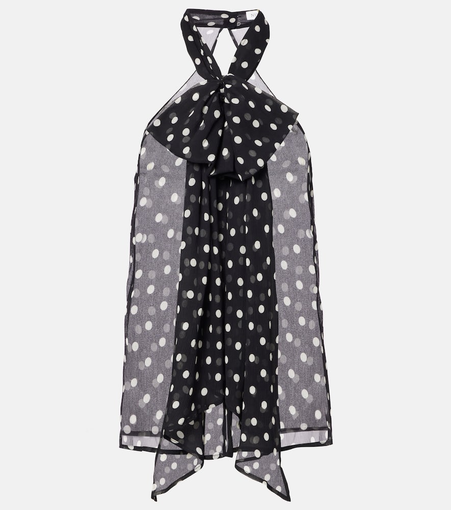 Polka-dot sheer silk tank top