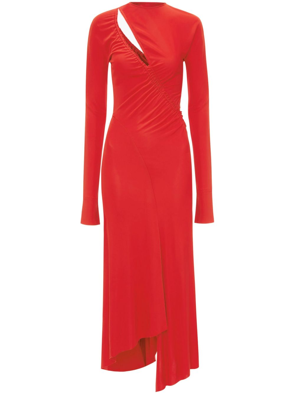 Cut-out asymmetric midi dress - Red