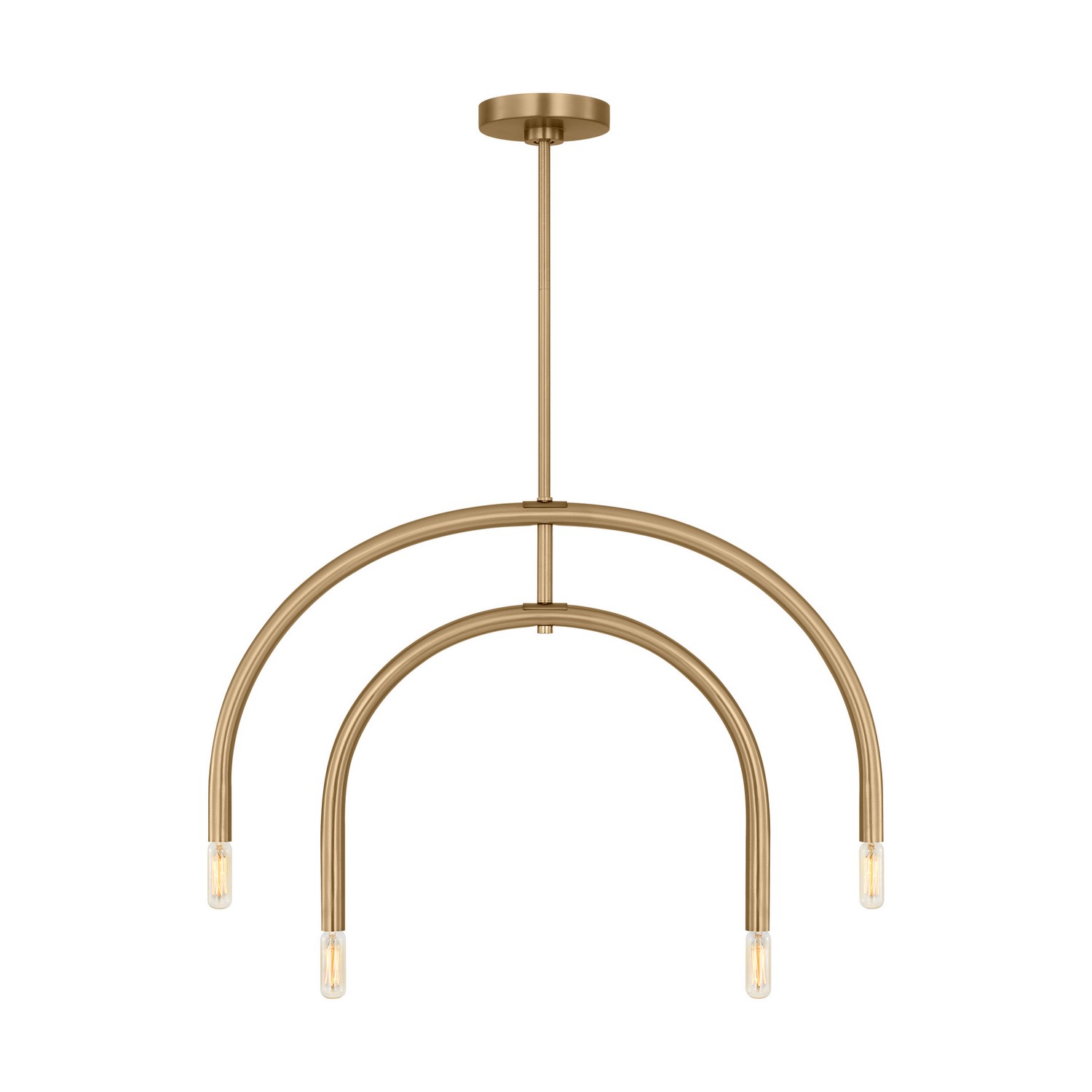 Satin Brass Four Light Chandelier from the Hadden Collection