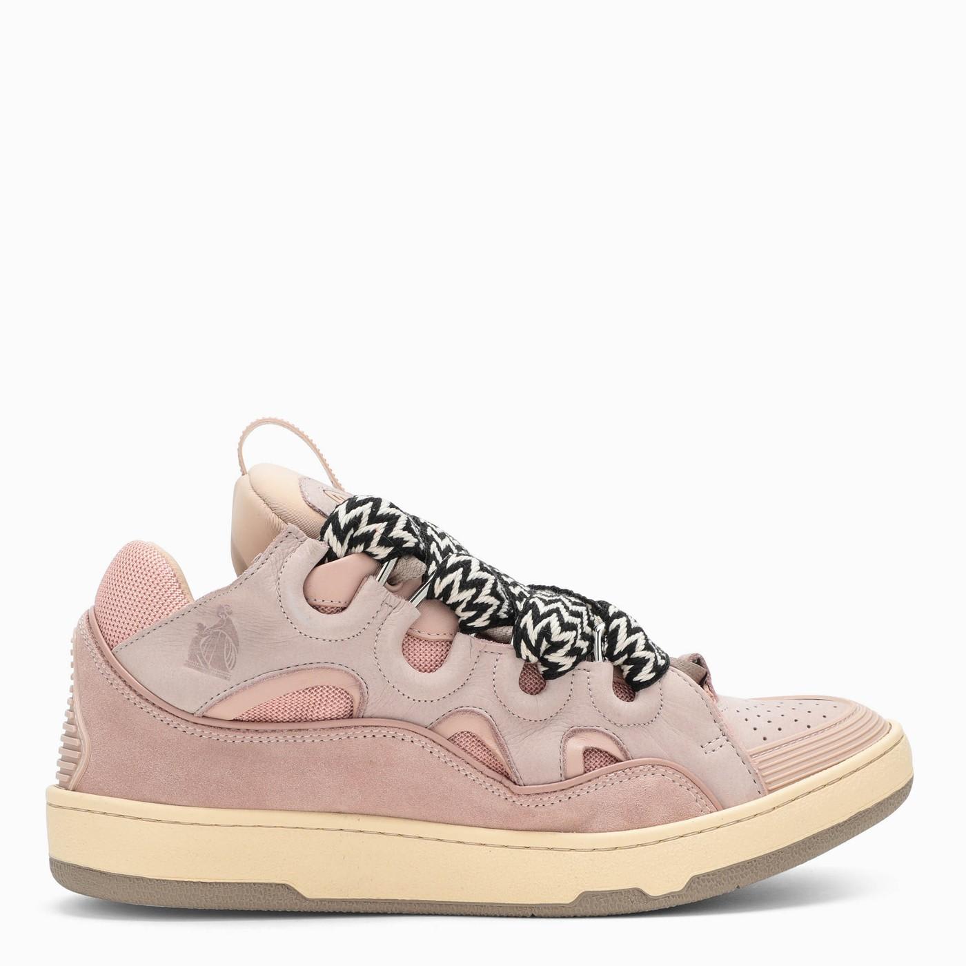 Pink Leather Curb Sneakers