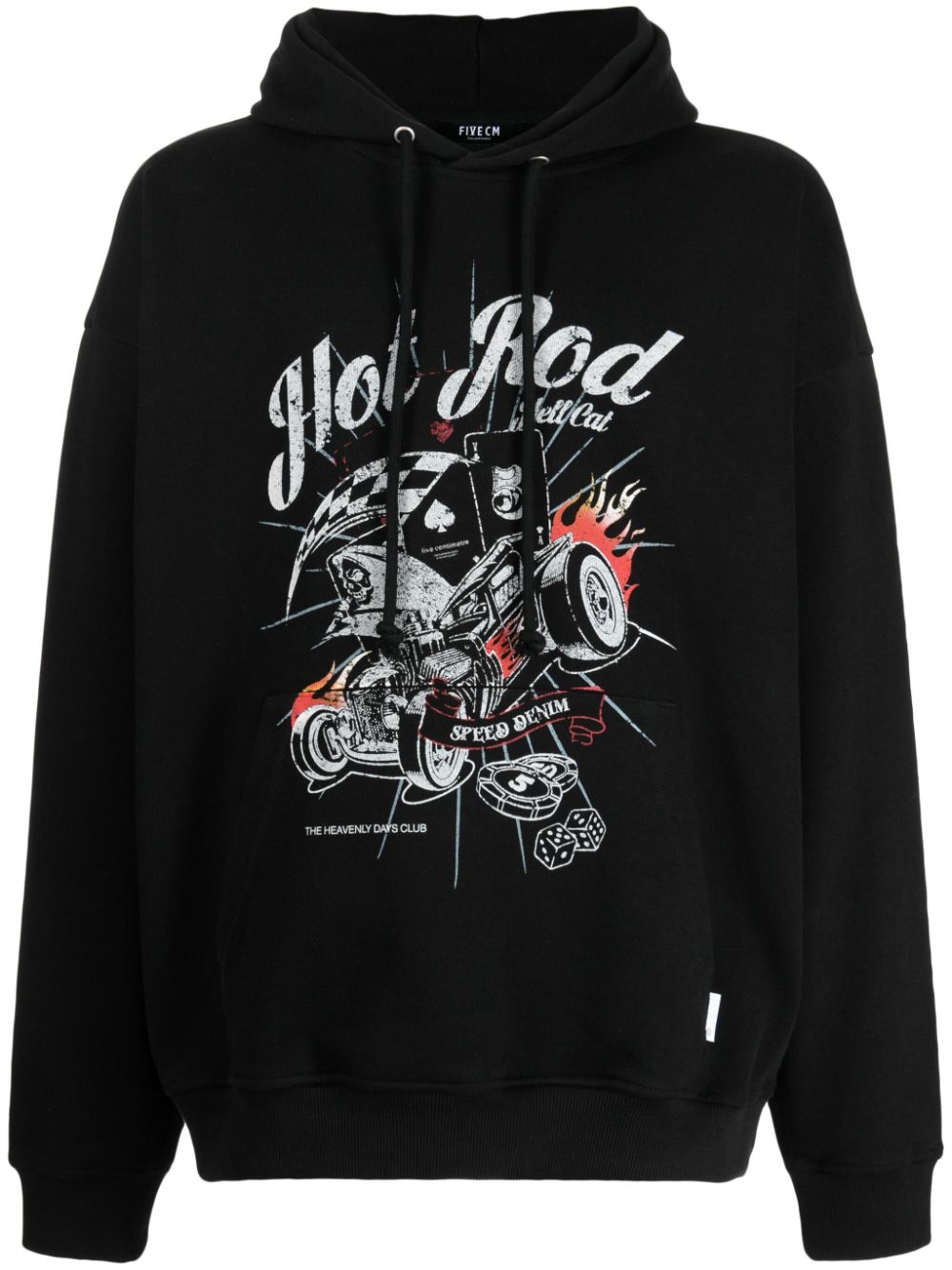 Terry graphic-print cotton hoodie - Black
