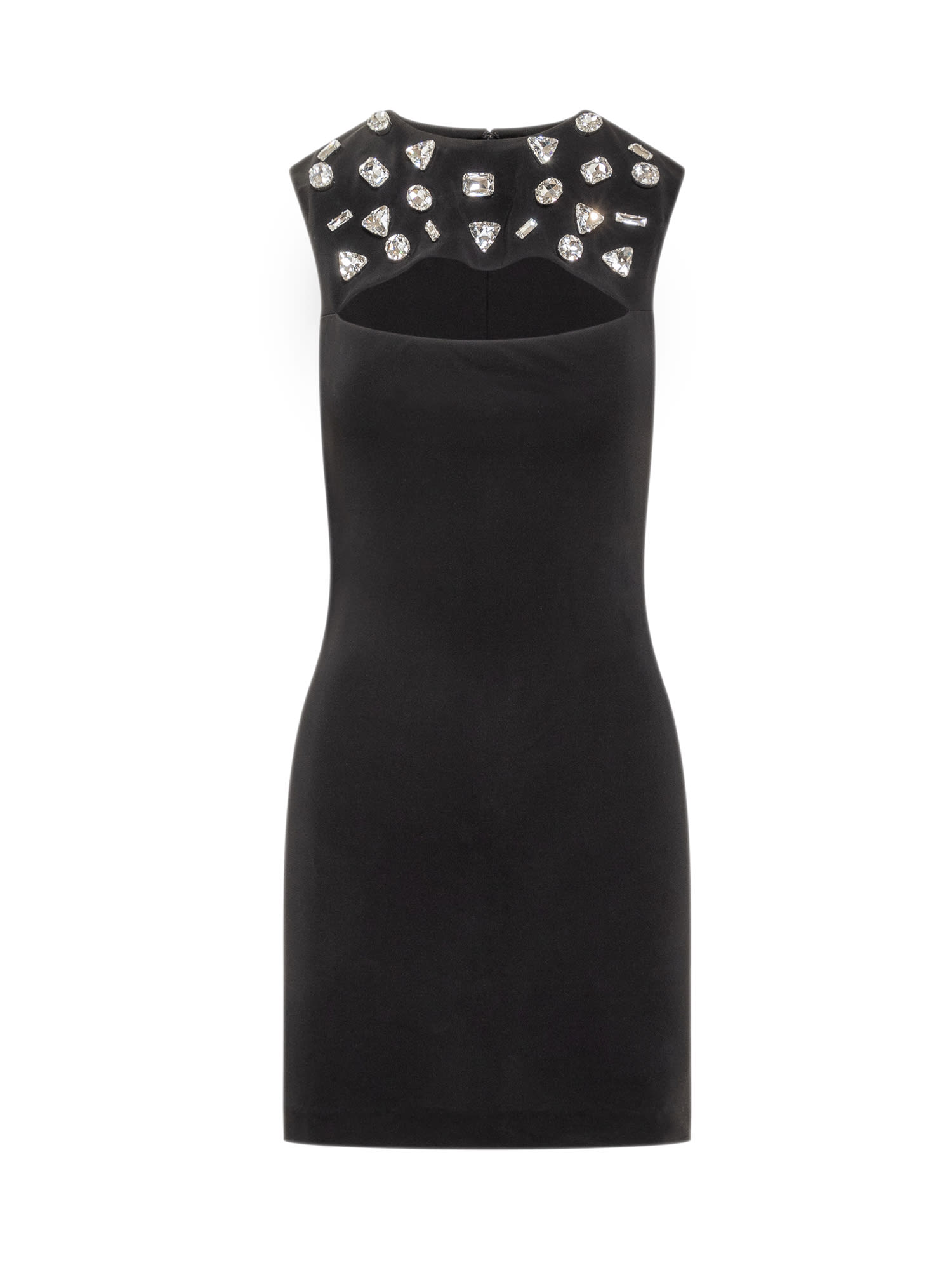 Crystal-embellished sleeveless- dress