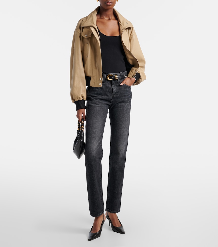 Briar cropped leather blouson jacket