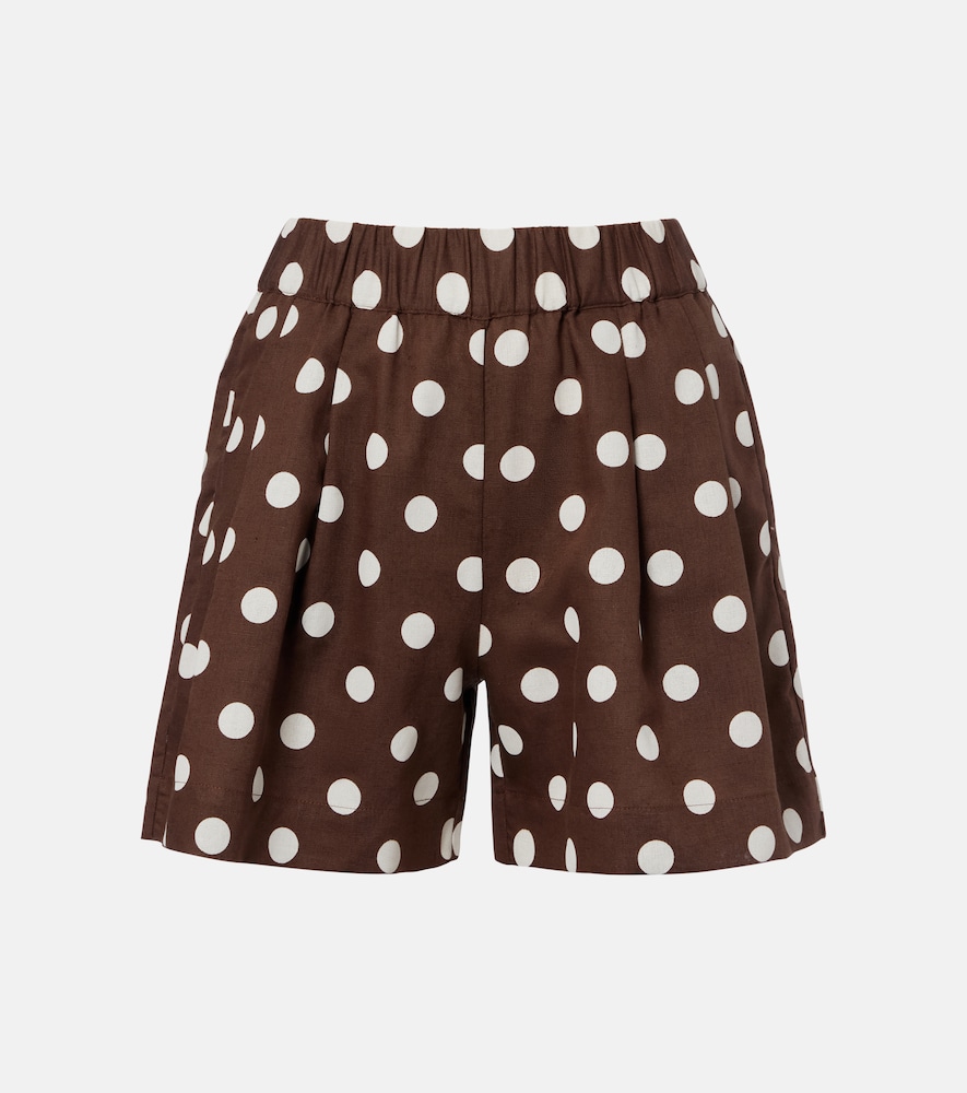 Zurich polka-dot linen and cotton shorts