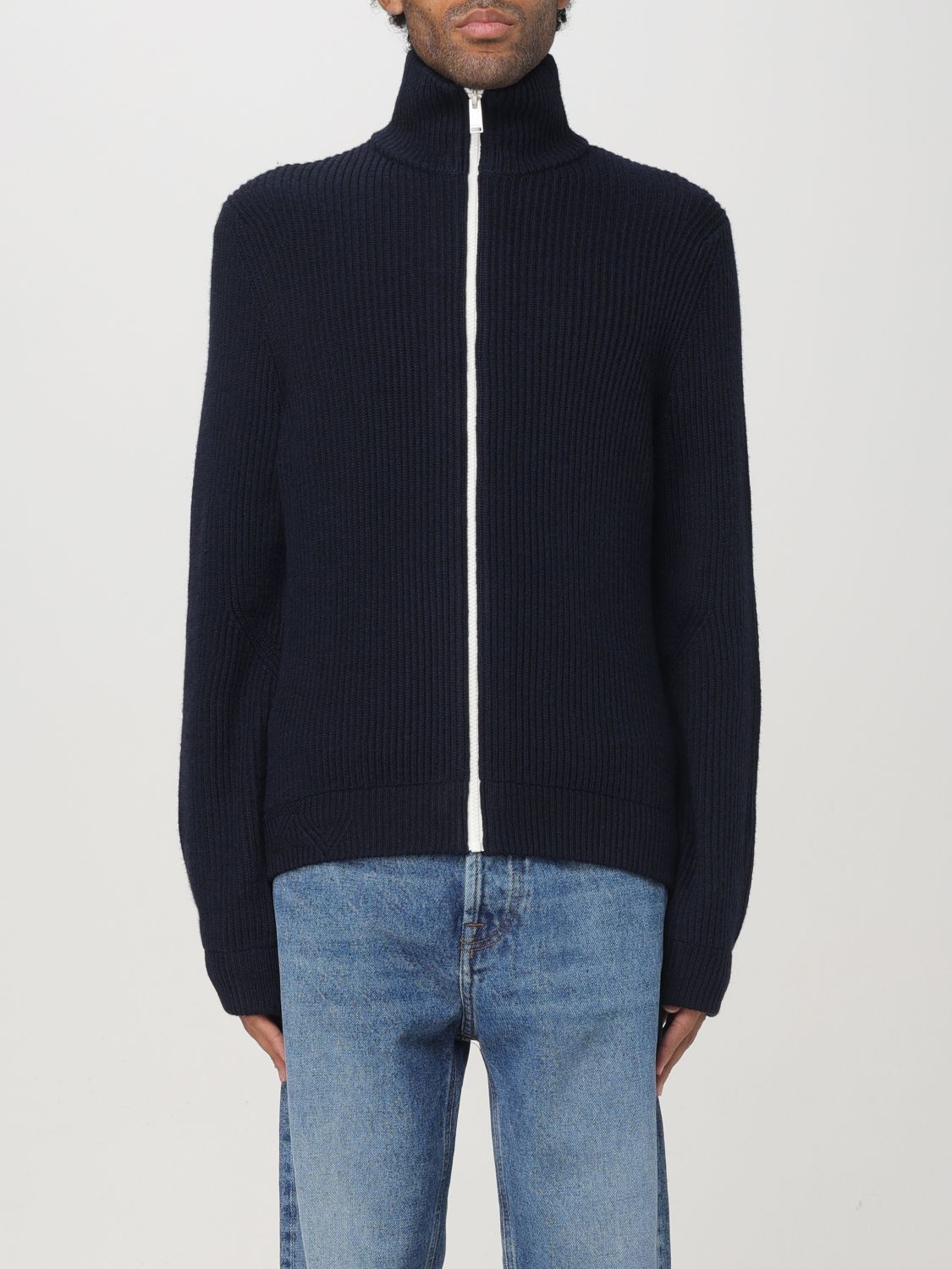 Ribbed wool cardigan - Blue