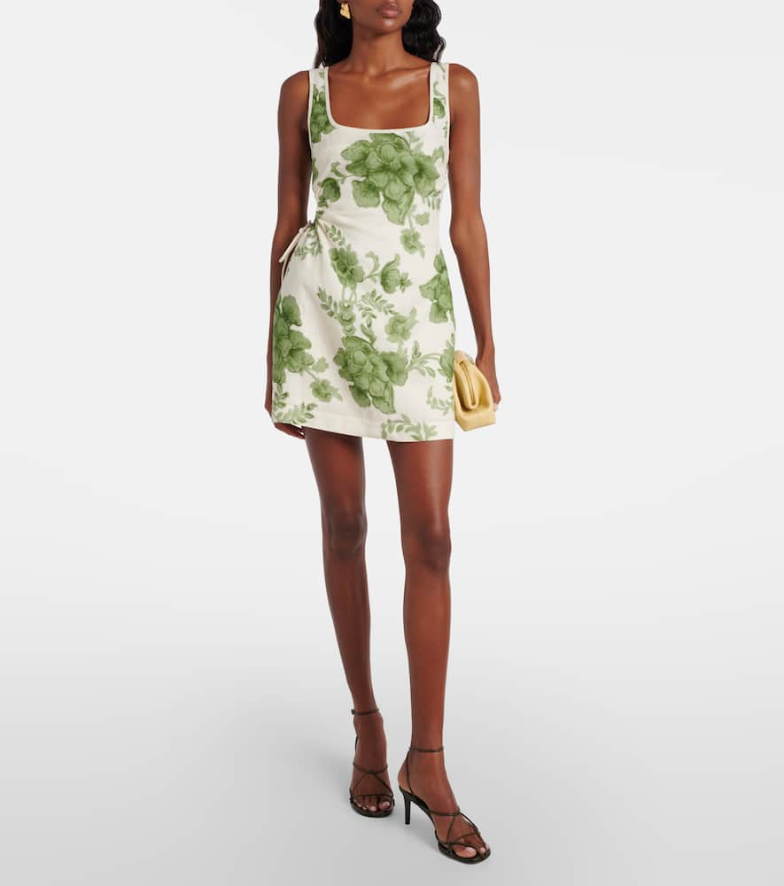 Gardella cutout floral linen minidress