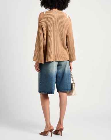 Dondup Woman Cardigan Camel Size M Cotton, Polyamide