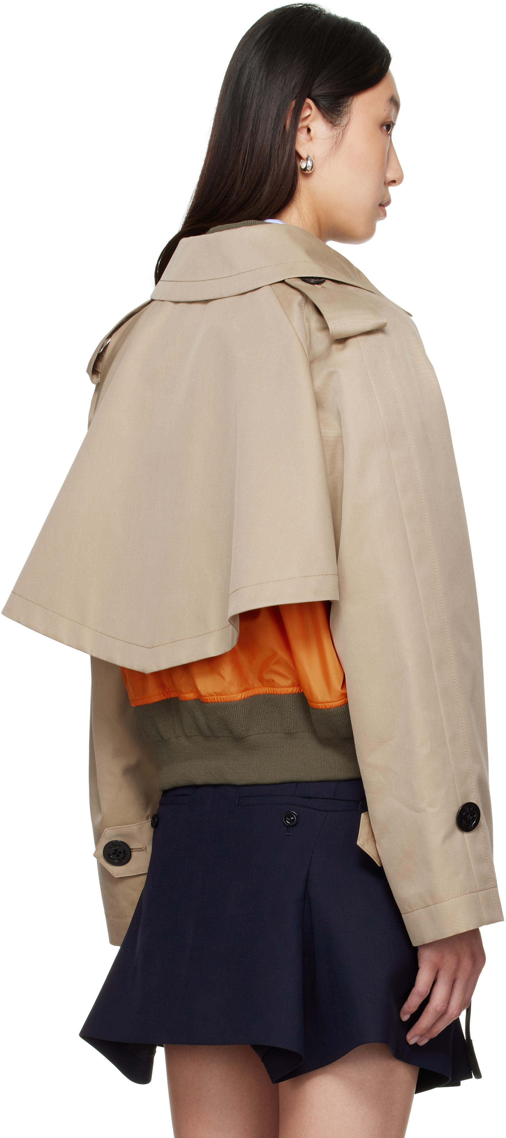 Beige Cotton Gabardine x Nylon Twill Jacket