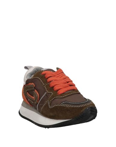 Kid Boy Sneakers Military green Size 4Y Soft Leather, Textile fibers