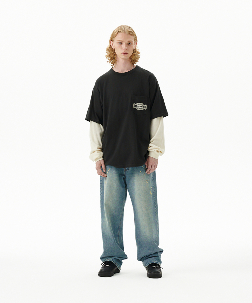 CROSS LOGO THERMAL LS TEE CHARCOAL