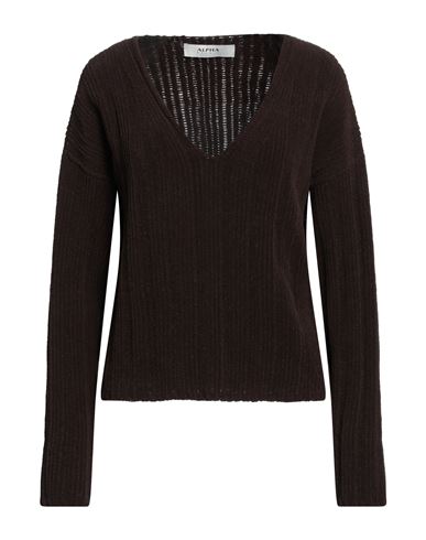 Alpha Studio Woman Sweater Dark brown Size 10 Wool, Polyamide, Cotton