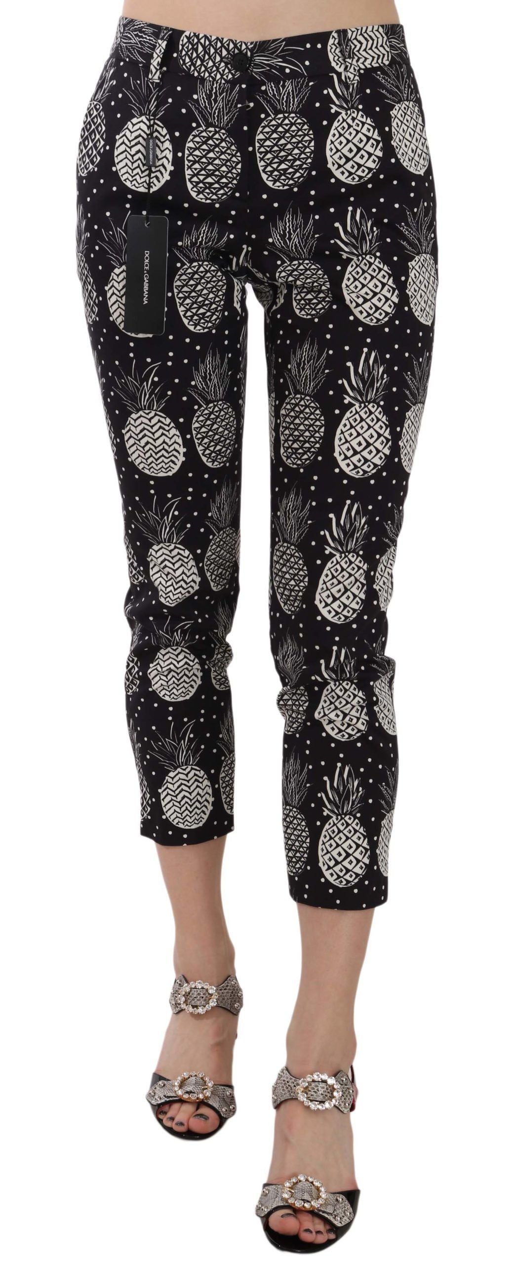 Pineapple-Print Capri Pants — Black