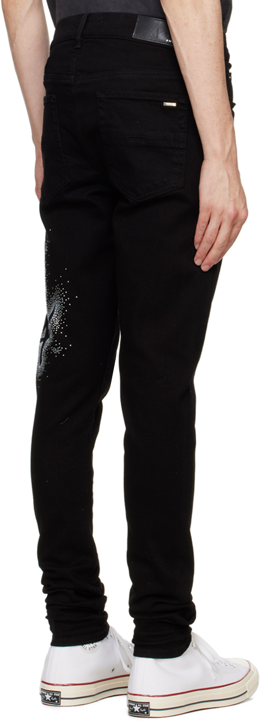 AMIRI Black MA Swirl Crystal Skinny Jeans