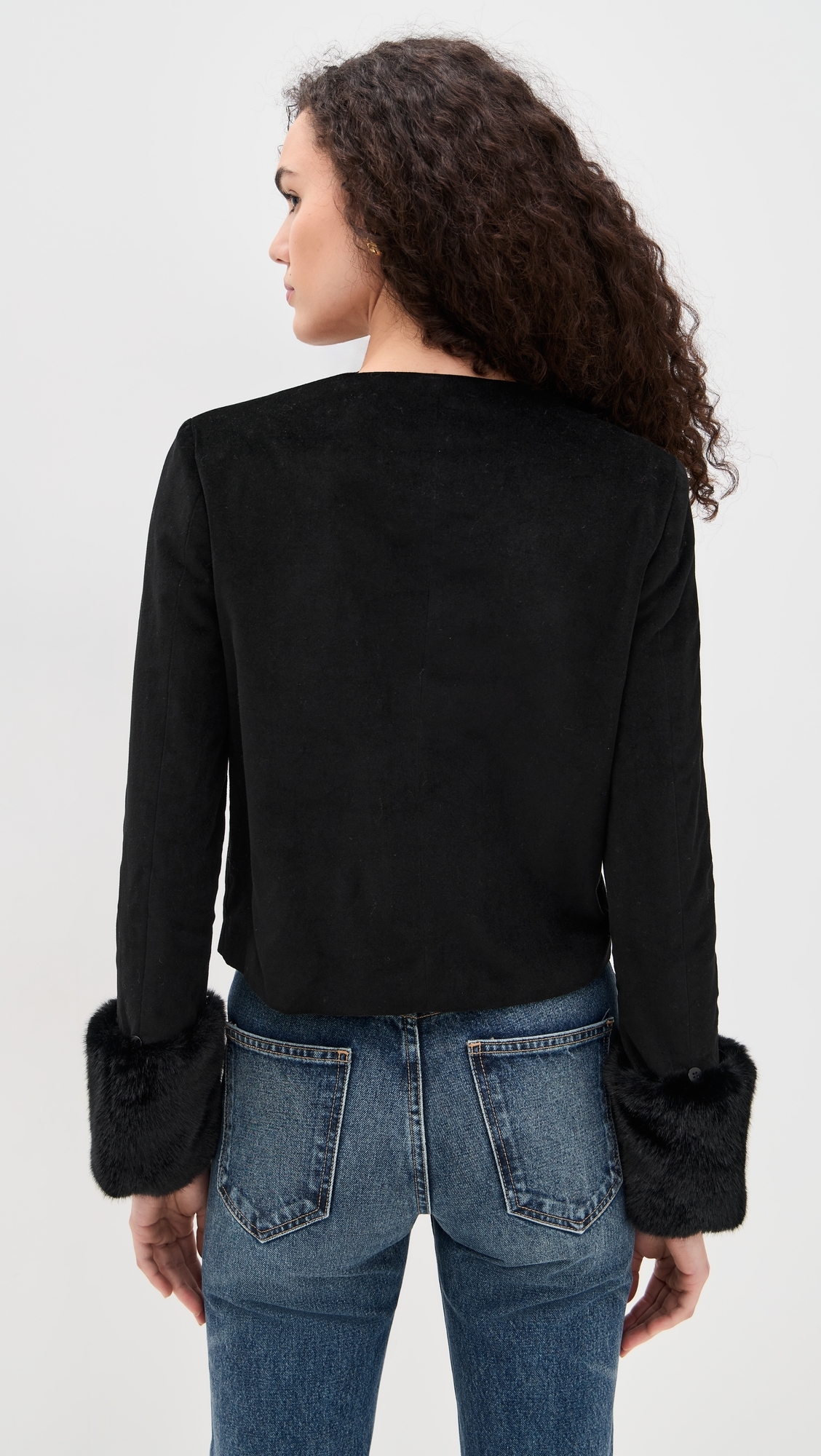 Fur Trim Jacket Black