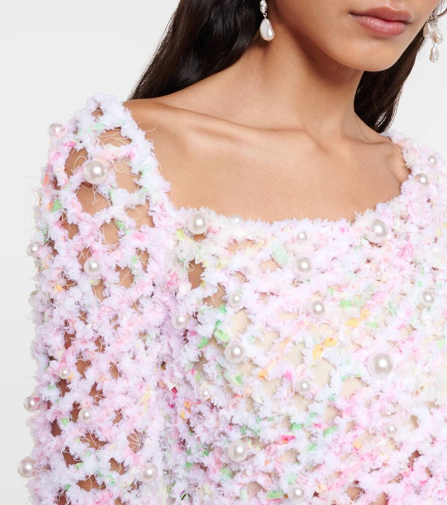 Susan Fang Beaded off-shoulder crochet top