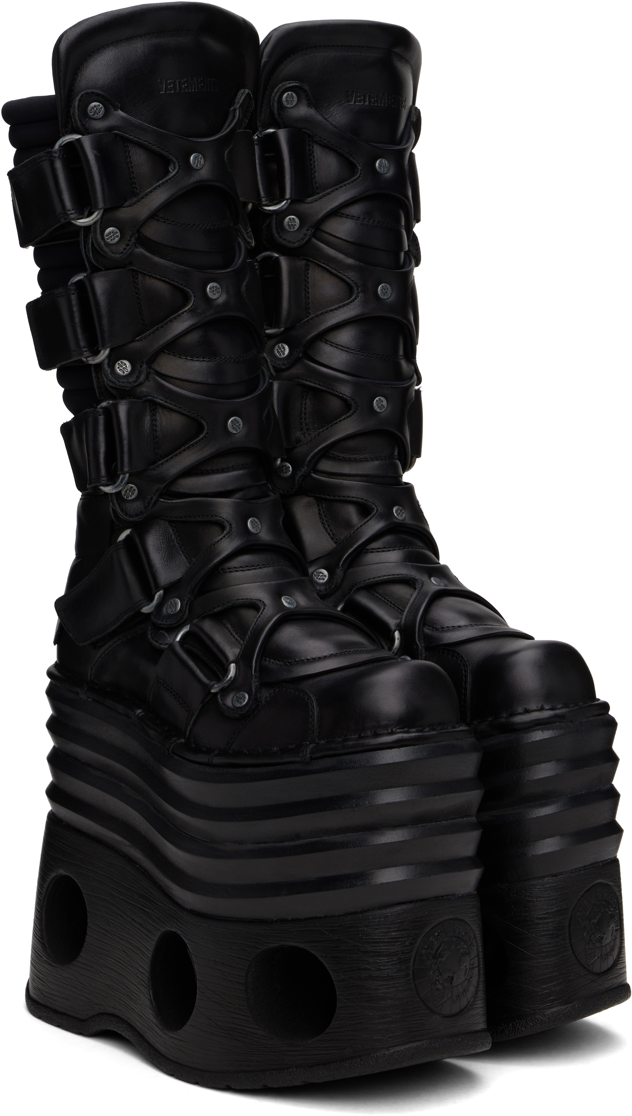 VETEMENTS Black New Rock Edition Platform Tower Boots