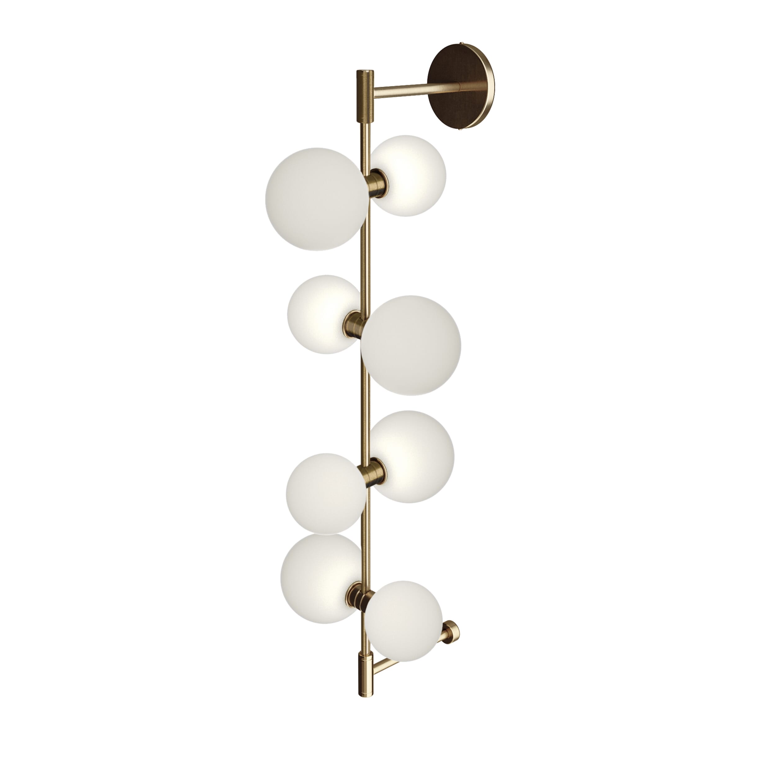 ModernRail 8-Light 36" Wall Sconce in Aged Brass and Glass Orb