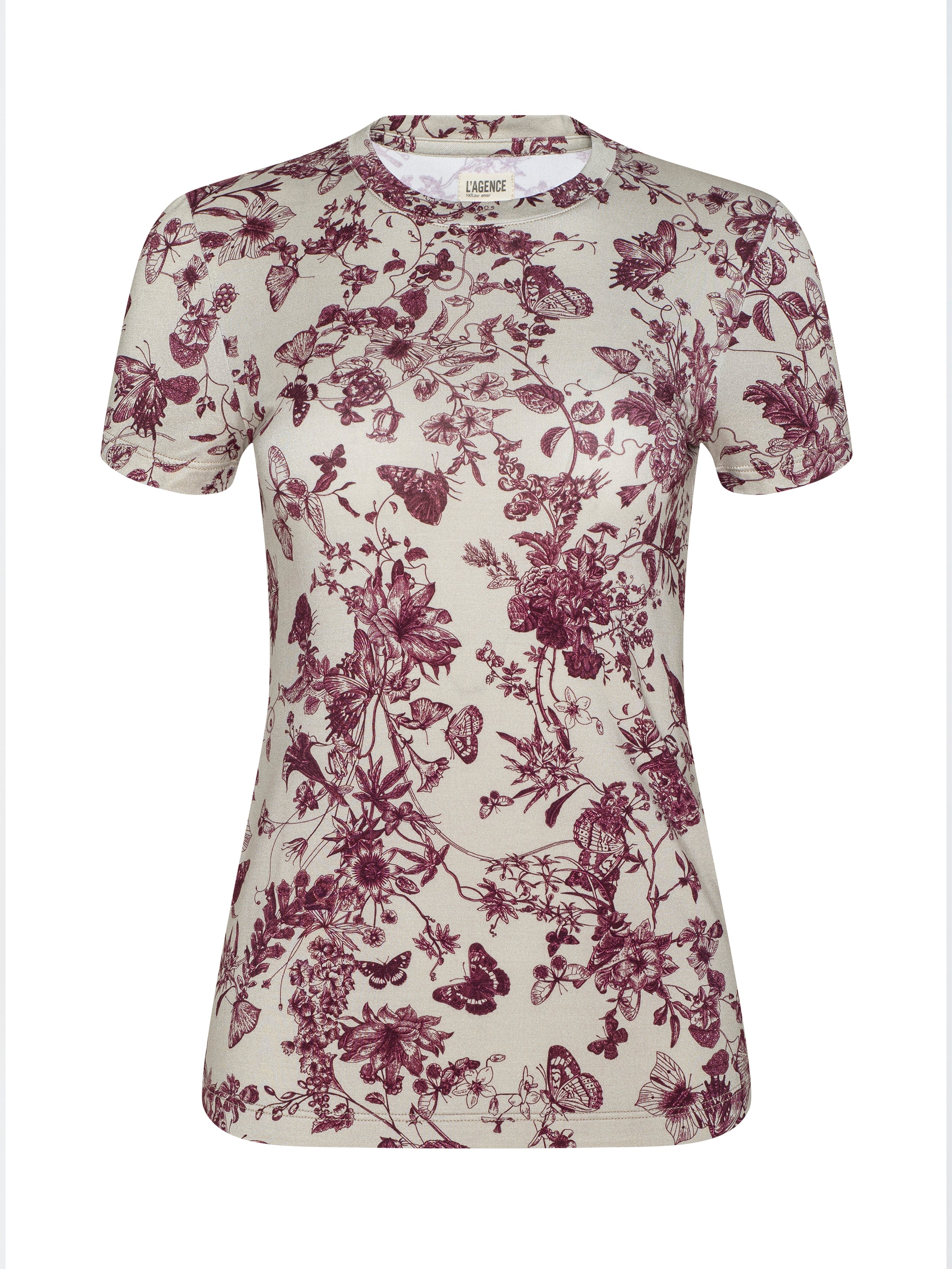 Ressi Fitted T-Shirt In Tan/truffle Butterfly Toile
