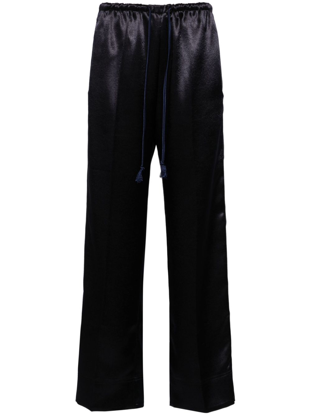 Elasticated-waistband satin trousers - Blue