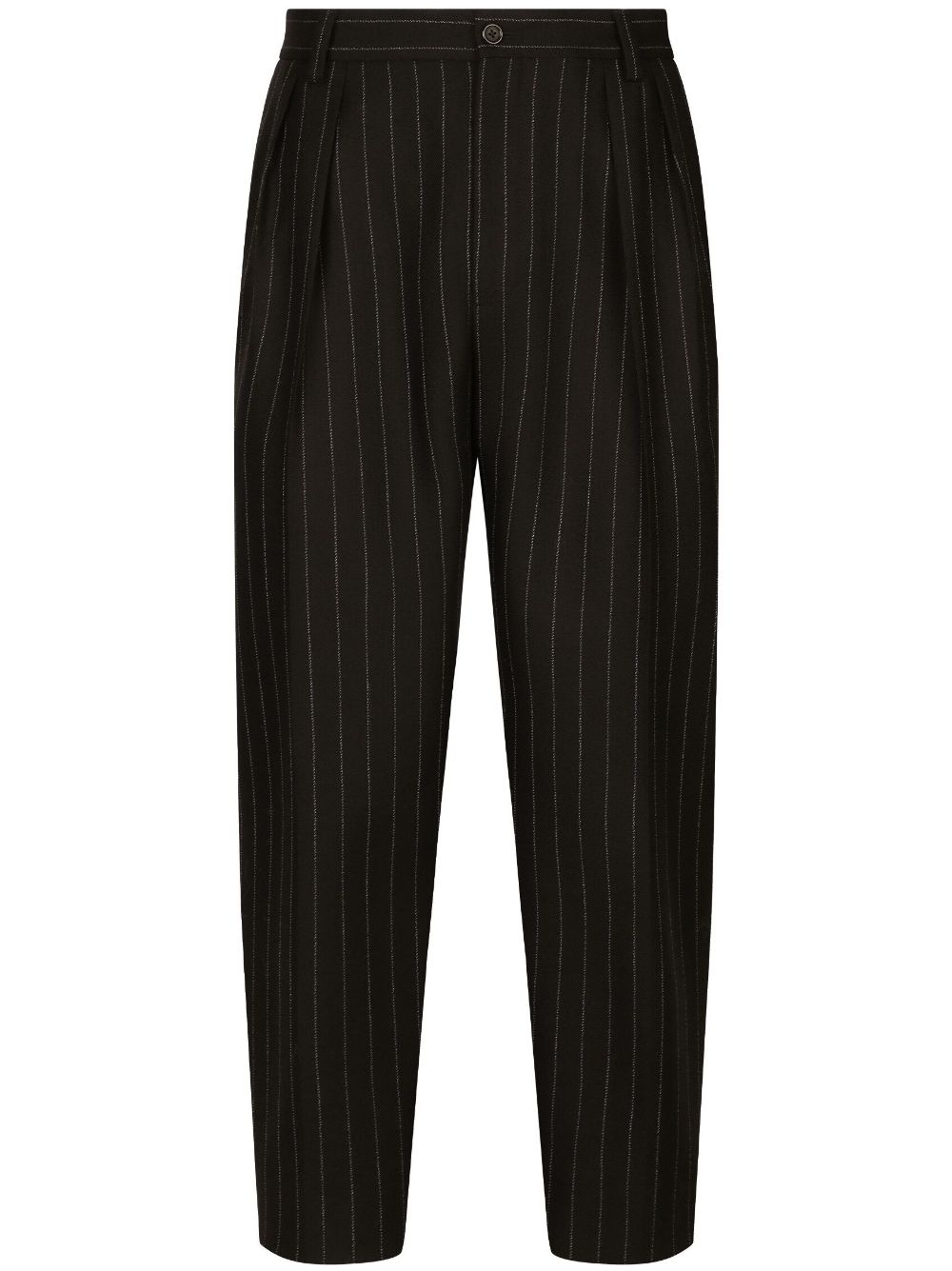 Pinstripe wool tapered trousers - Black