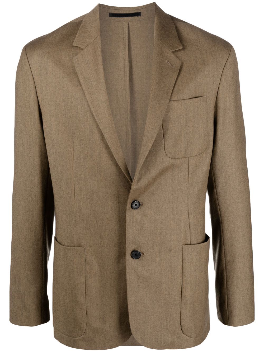 Single-breasted wool-cashmere blazer - Brown