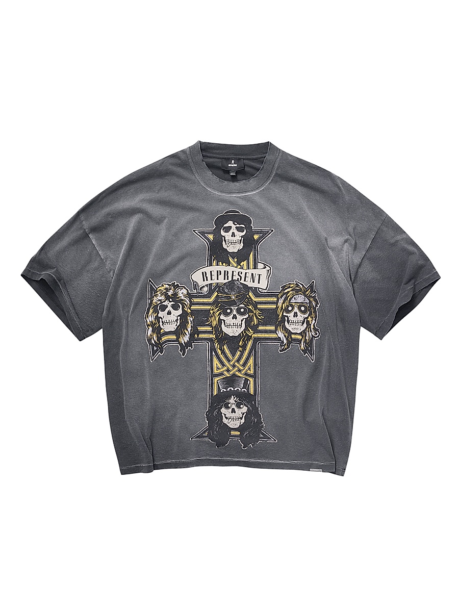 Men's Guns N' Roses Cross Crewneck T-Shirt - Stained Black