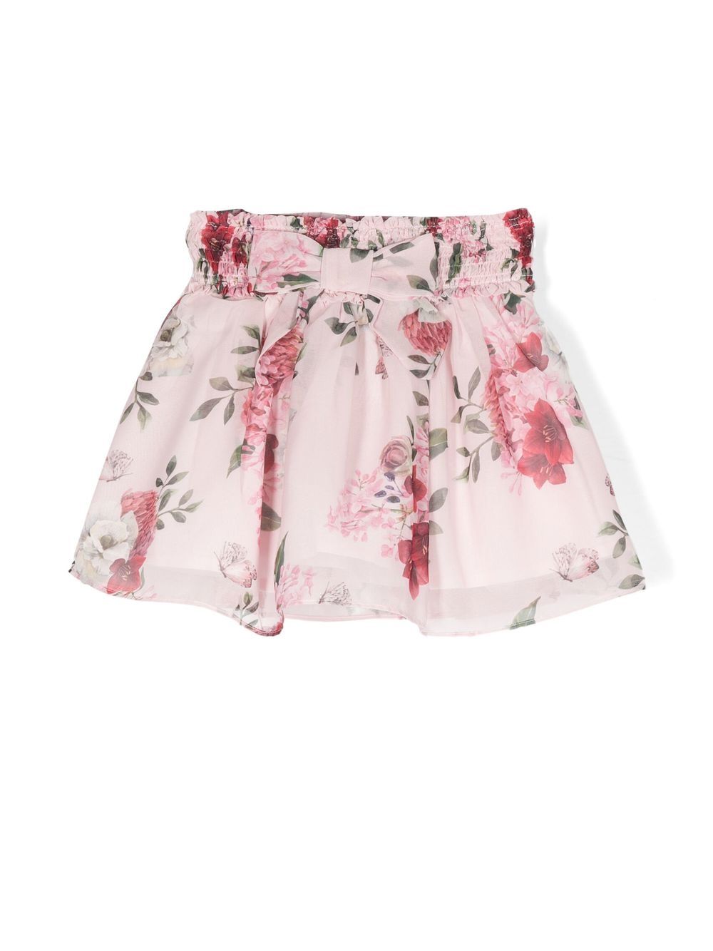 Bow-detail floral chiffon skirt - Pink