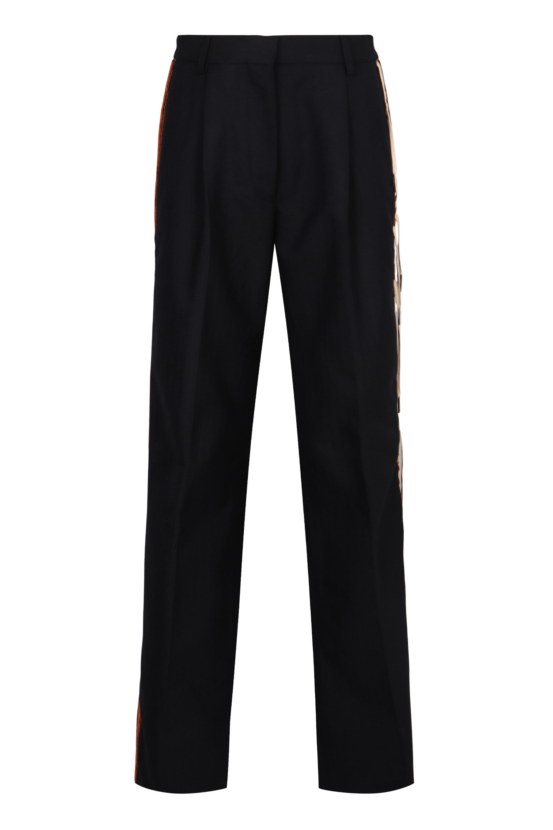 Straight-Fit Wool Pants with Belt Loops
