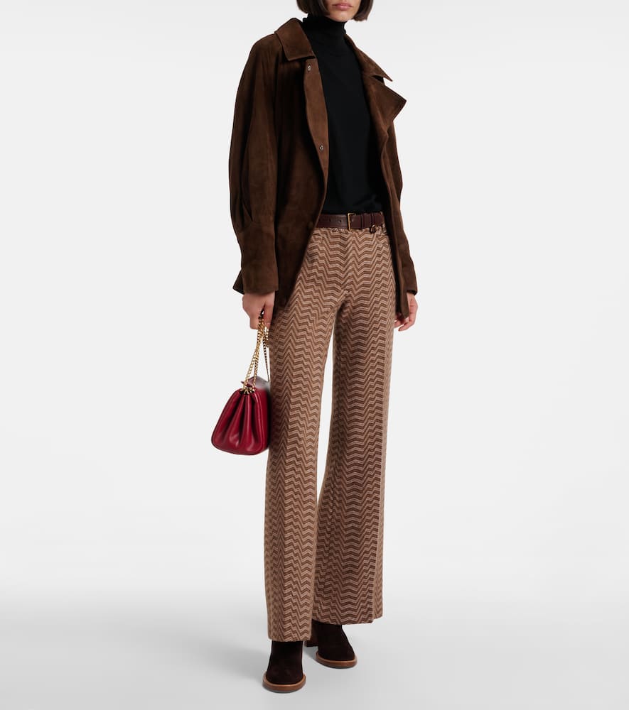 Zigzag low-rise bootcut pants