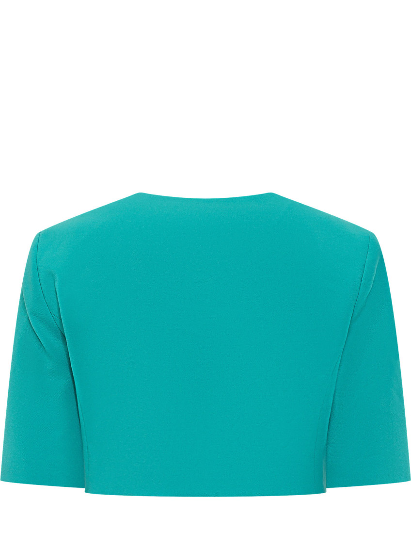 Green Round Neck Crop Jacket